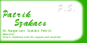 patrik szakacs business card